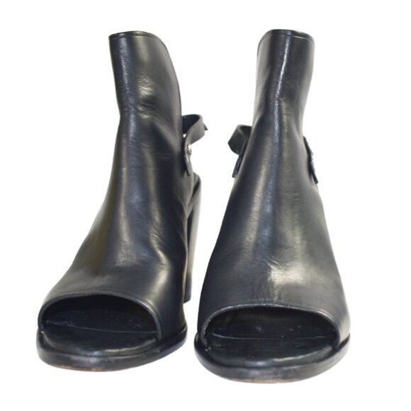 Rag & Bone Wyatt Black Leather Sling Back Peep Toe Heel, Size 40 (US 10) - Picture 6 of 12